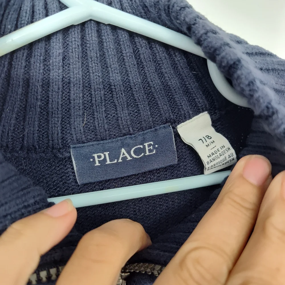 The Children's Place Navy Blue Zip-Up Sweater Size Youth Medium, 7/8